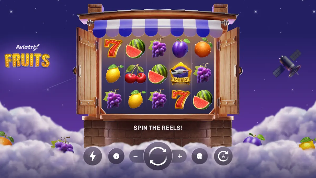 Interface do jogo Aviatrix Fruits em um dispositivo móvel